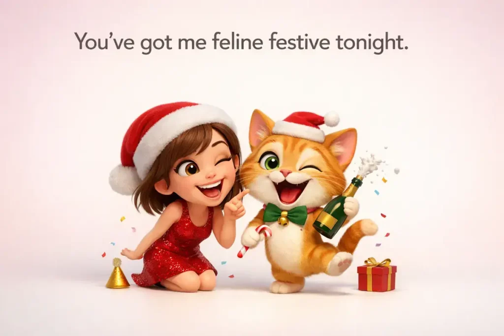 Flirty Christmas Cat Puns
